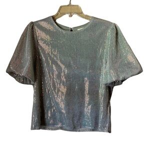 Sequin Puffed Sleeve Boutique Blouse